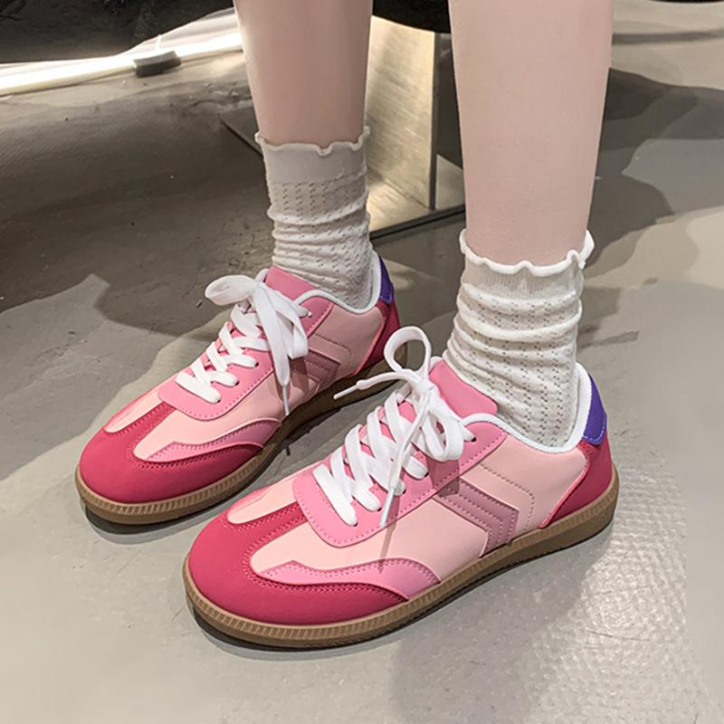 Сладкие конфетные цвета, шнуровка, обувь для скейтборда, женские, 2025, осень, круглый носок, низкий каблук, кроссовки, мягкая подошва, нескользящие, обувь для вождения