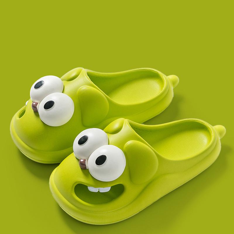 Женские летние тапочки, милые нескользящие водонепроницаемые мягкие домашние и уличные сандалии с большими глазами и мультяшной собакой