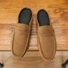 Fashion Leather Men Half Slippers Summer Breathable Mens Casual Shoes Slip-on Lazy Driving Shoes Comfortable Walking Loafers Moccasins