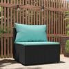 VidaXL Garden Center Sofa with Cushions Black Wicker, Sofa, Garden Sofa, Sectional Center Sofa, 319801