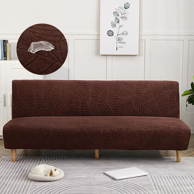 Waterproof Sofa Bed Cover Armless Folding Sofa Bench Solid Stretch High Elastic Thick Sofa Cover Without Armrest Universal Size
