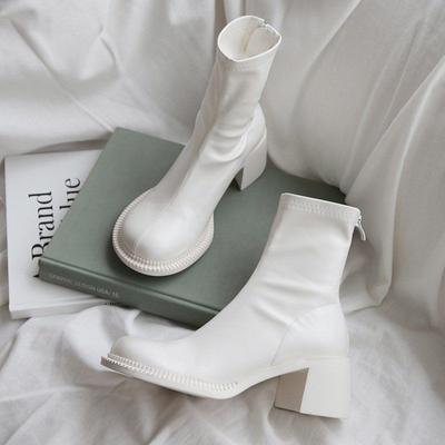 Короткие туфли для женщин на очень высоком каблуке в стиле панк, женские ботильоны в стиле армейской обуви, белая обувь на каблуке с круглым носком, мода 2024 года