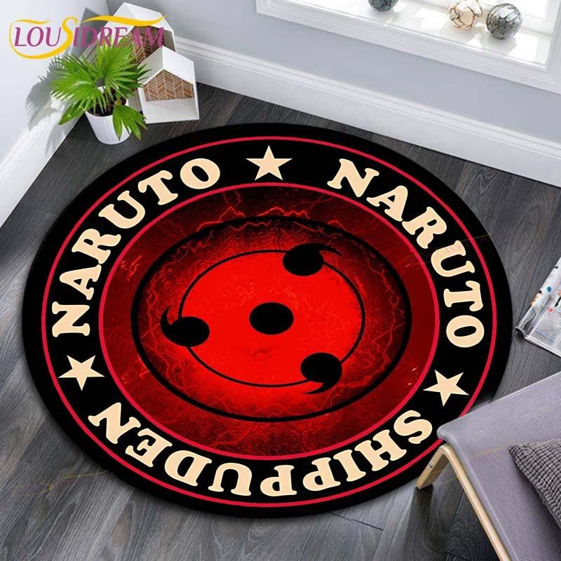 Круглые коврики с рисунком Наруто, геометрические противоскользящие напольные коврики для гостиной, декор для комнаты, домашние коврики, коврик для игр в стиле Наруто, детский коврик