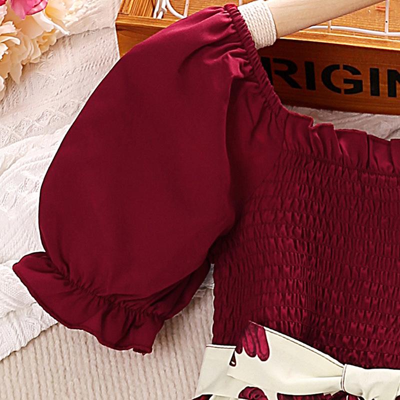 Платье для девочек Летнее детское платье с короткими рукавами Платье принцессы с принтом Детская одежда Платье