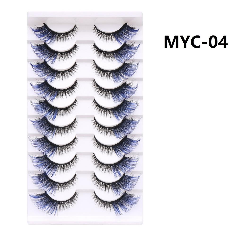 10 пар накладных ресниц, цветные ресницы «Кошачий глаз» на черной ленте, ресницы с драматичным объемом для вечеринки