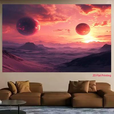 2D Fantasy Mars Planet Landscape Home Decoration Backdrop