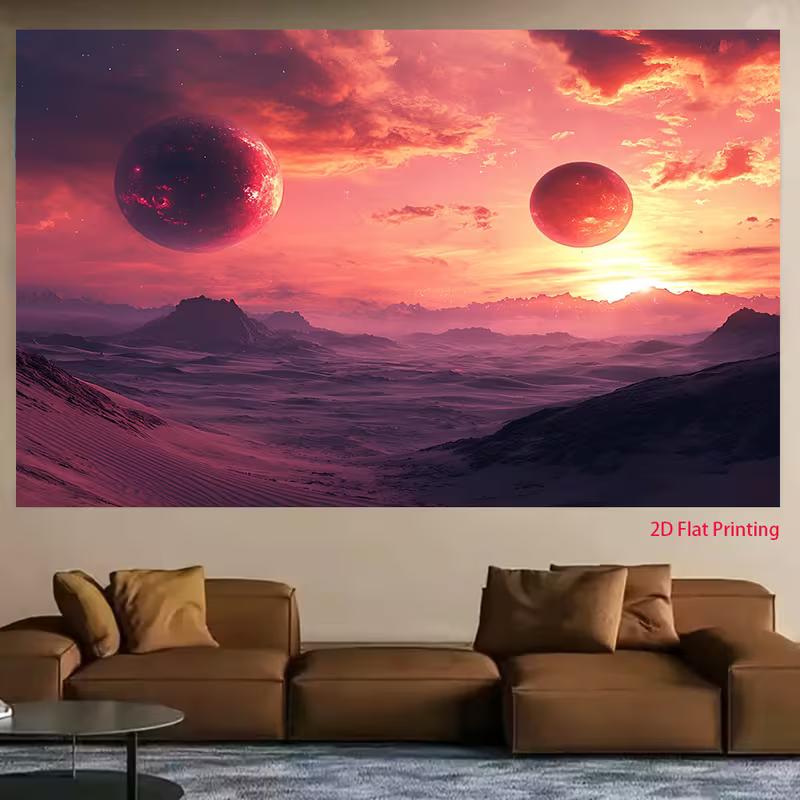 2D Fantasy Mars Planet Landscape Home Decoration Backdrop