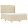 Box Spring Bed with Mattress Cream 190 x 140 cm Fabric
