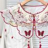 49MD Embroidered Butterfly Floral False Collar Traditional Chinese Styles Beaded Tassels Pendant Shawl Capes Scarf for Women