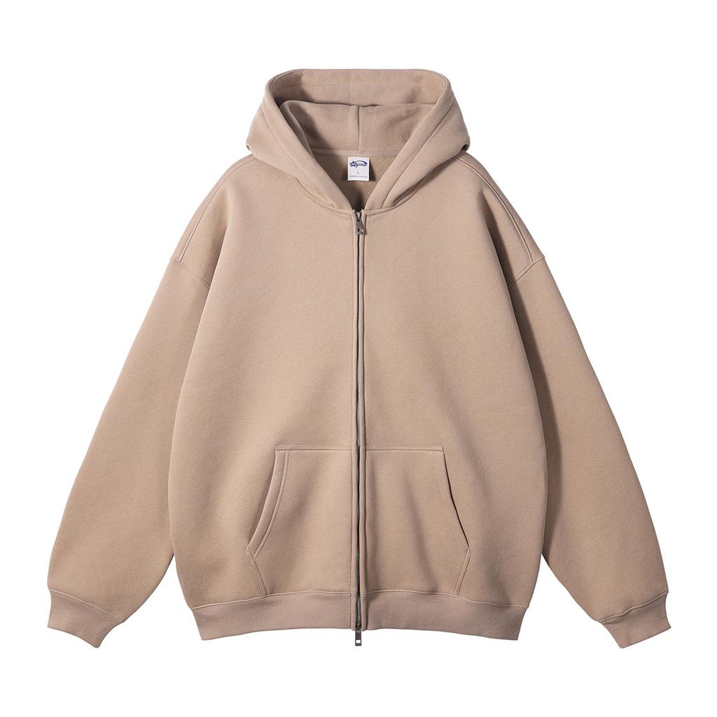 Fall Winter Men's Fleece Lined Hoodie, Thickened Zip Up Sweatshirt