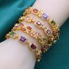 Новый браслет в стиле ретро с разноцветным цирконием, с золотым покрытием, элегантный для повседневной носки и для подарка, рождественский подарок