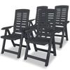 VidaXL 4x Reclining Garden Chairs Patio Armchairs Outdoor Chairs Terrace Seats Folding Chairs Plastic 275071
