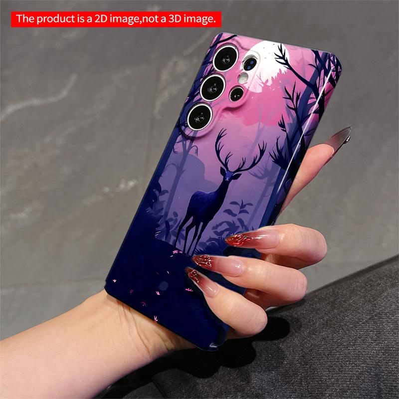 2DFlat Samsung phone case Moonlit Deer in Purple Forest Applicable to Galaxy S23 S24 S25ULTRA S26 A12 A14 A15 A16 A54 A55