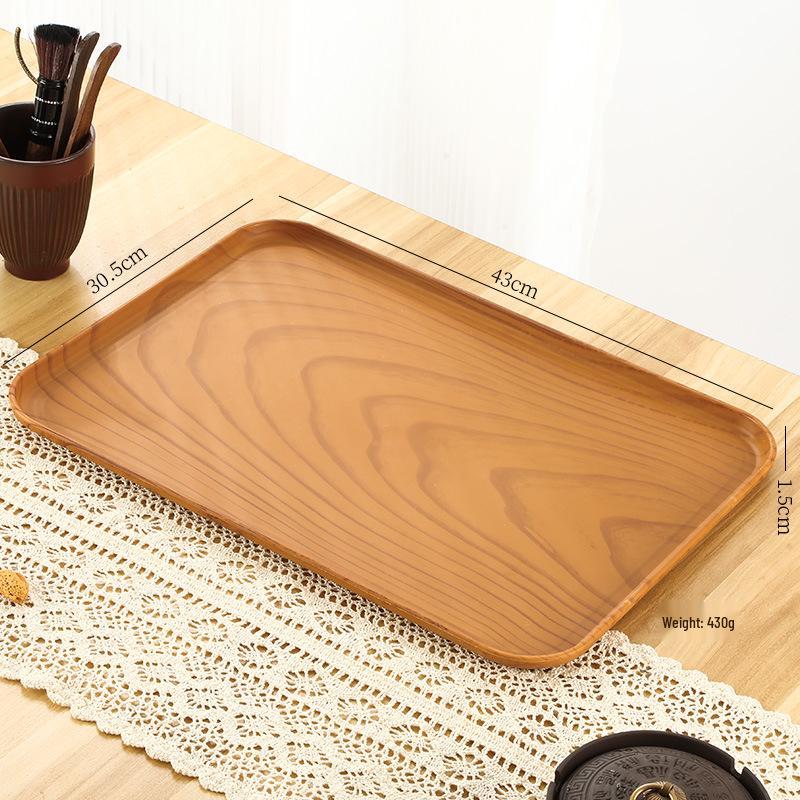 Rectangular Wood Grain Serving Tray for Cake, Fruit, Coffee, Dessert, and Storage