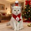 Christmas Pet Scarf Knitted Cat Scarf with Pompom Xmas Trees Santa Claus Scarf Fuzzy Xmas Hat with Star Topper for Festive Party Photo Shoots