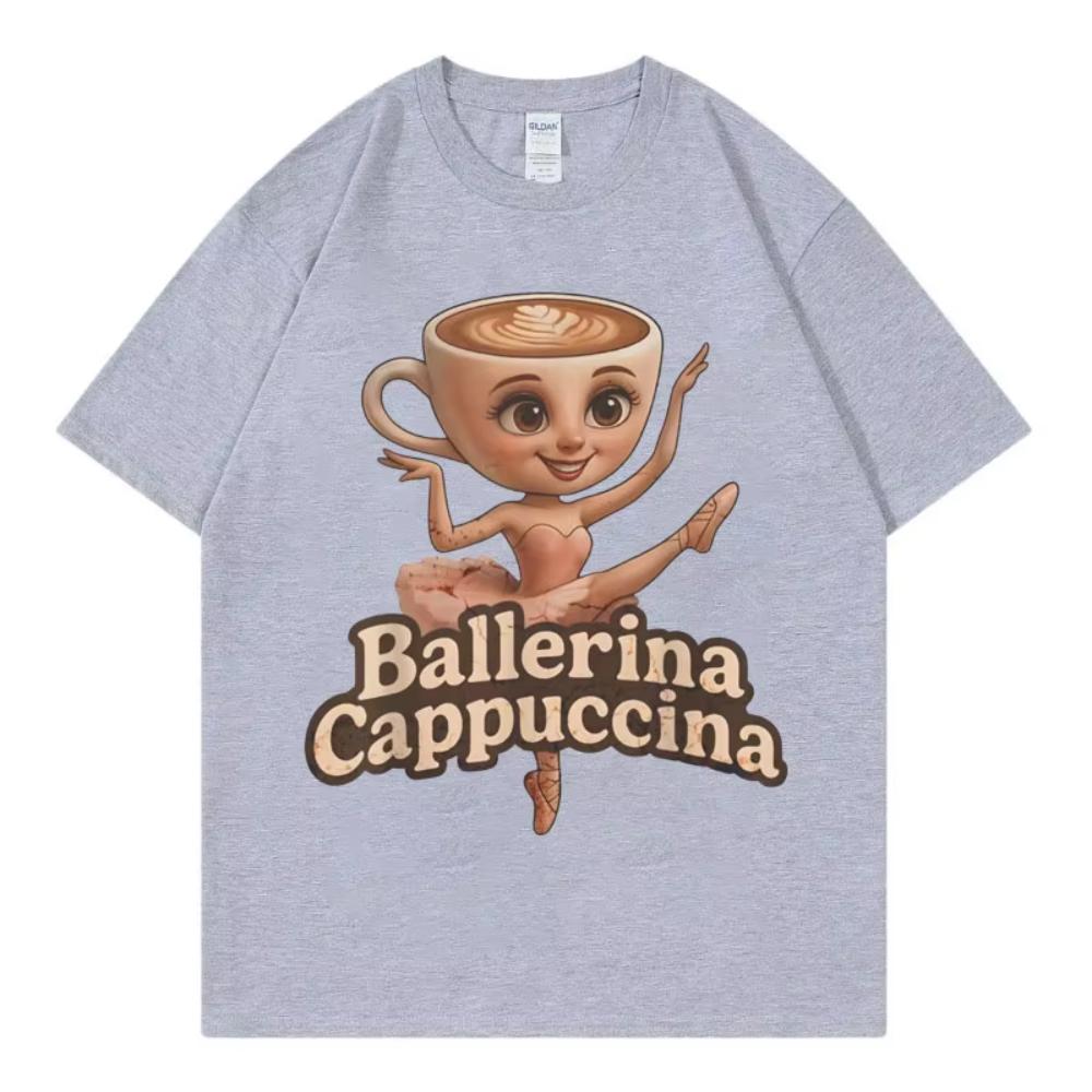Funny Italian Brainrot Meme Ballerina Cappuccina Tshirts Men Women Vintage Fashion Y2k Tshirts Summer Casual Oversized T Shirt