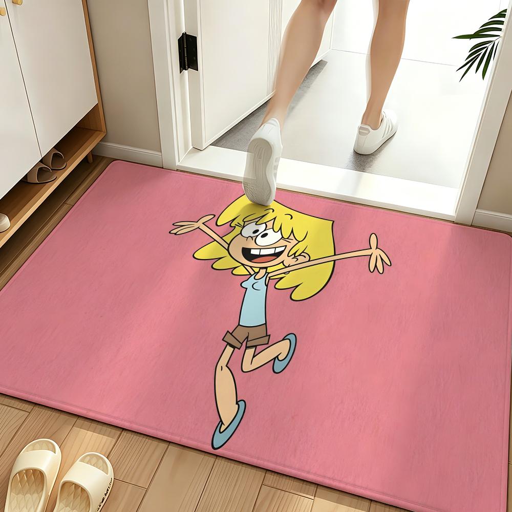 Cartoon T-The Loud House Floor Mat Soft Flannel Entrance Door Mat Non Slip Absorbent Bathroom Bedroom Floor Rug
