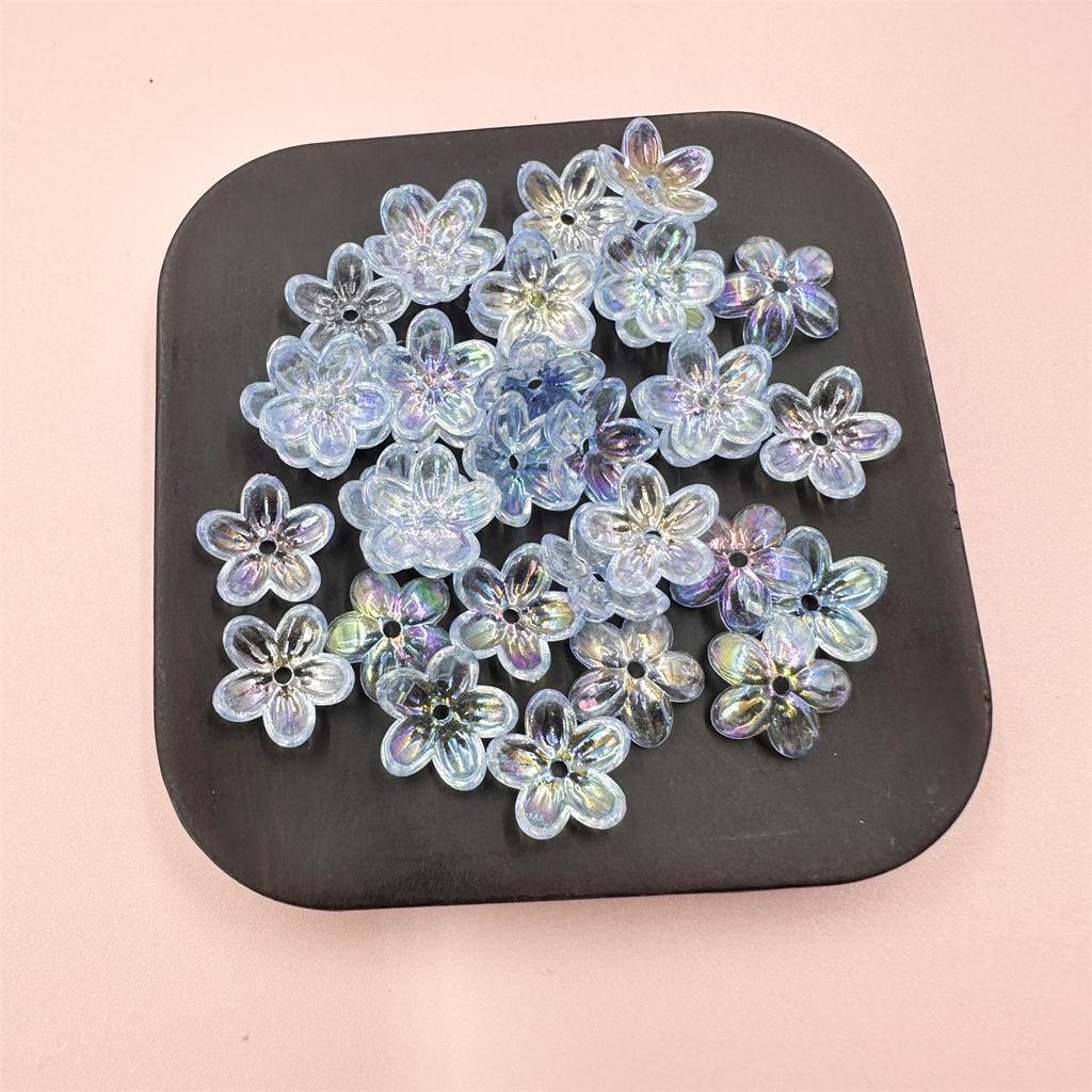 100 шт., прозрачные, около 12 мм, свободные бусины, материал ручной работы, пятилепестковый цветок, акриловое покрытие, цветной пластик, ювелирные аксессуары, цветочек