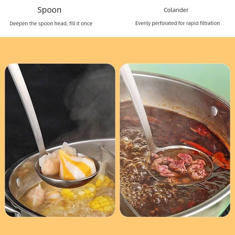 304 Stainless Steel Spoon Home Ladle Soup Spoon Hot Pot Spoon Soup Soup Colander Suit Large Spoon Deepening