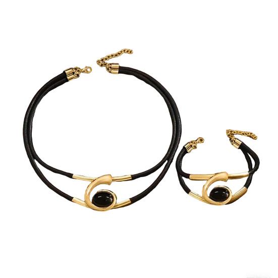 2 шт./комплект ожерелье браслет комплект сверкающие стразы инкрустированные ювелирные изделия комплект регулируемая длина ожерелье