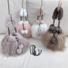 Womens Plush Bucket Bag Faux Fur Patchwork Chain Crossbody Drawstring With Pom Medium Size