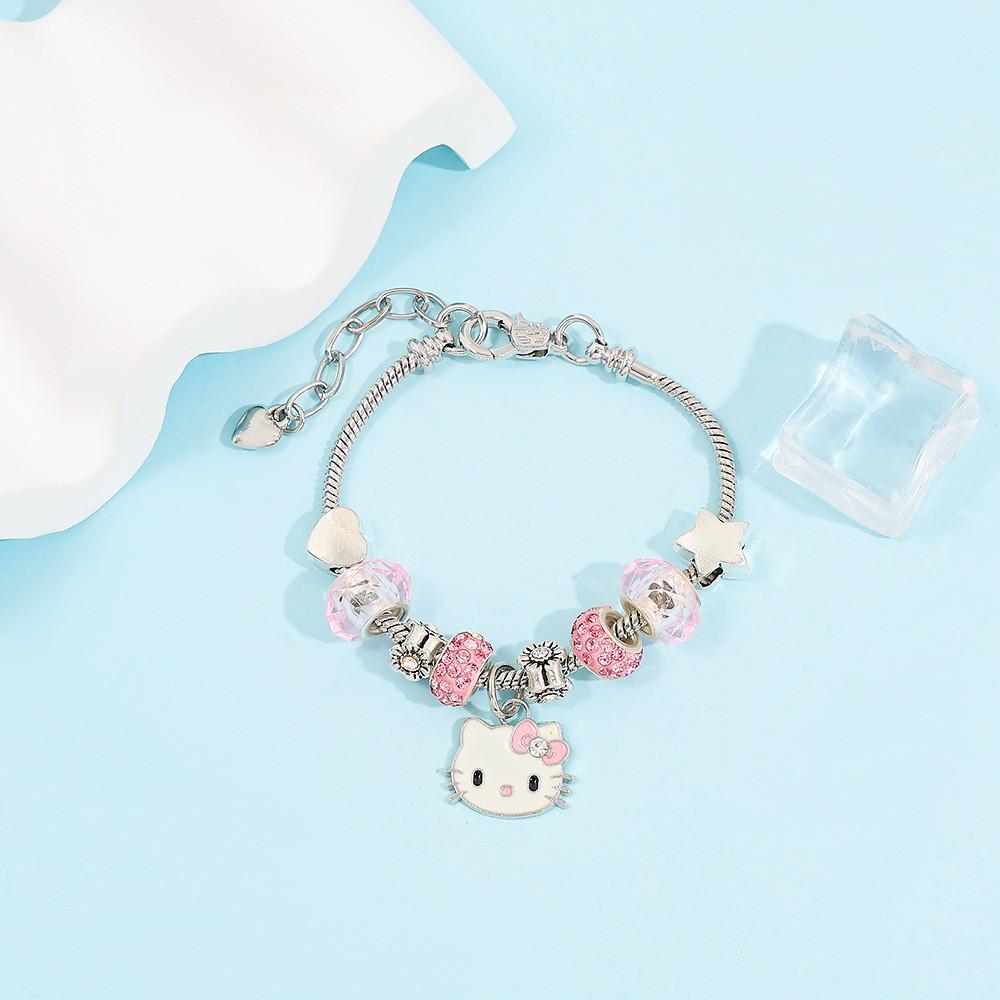 Браслет-шарм с мультяшными персонажами Hello Kitty и бусинами из цинкового сплава Для подарков и аксессуаров