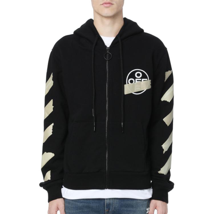Off-White Толстовка с капюшоном Arrows Zip Up, черная, мужская, уличная одежда OMBE001G20FLE0021048