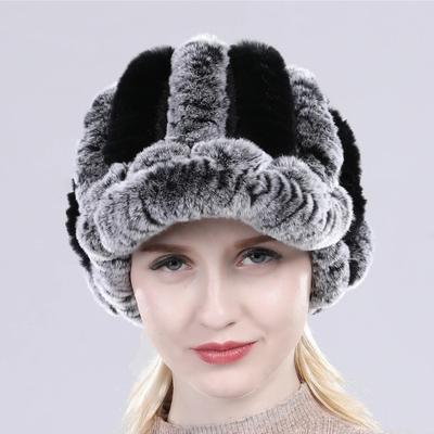 Женская шапка из натурального кроличьего меха рекс Зимняя вязаная шапка из натурального кроличьего меха рекс Россия Женские теплые шапки-бини из натурального меха