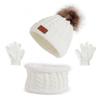 New Baby Hat Gloves Scarf Suit Autumn Winter Knitteed Kids Hat Gloves Scarf Set Warm Fleece Lining Girls & Boys Beanie Hats High Neck Scarf