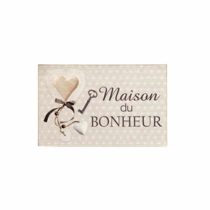 Tapis Multi-usage - Maison du bonheur - 50 x 80 cm - Antidérapant - Moderne - Synthétique