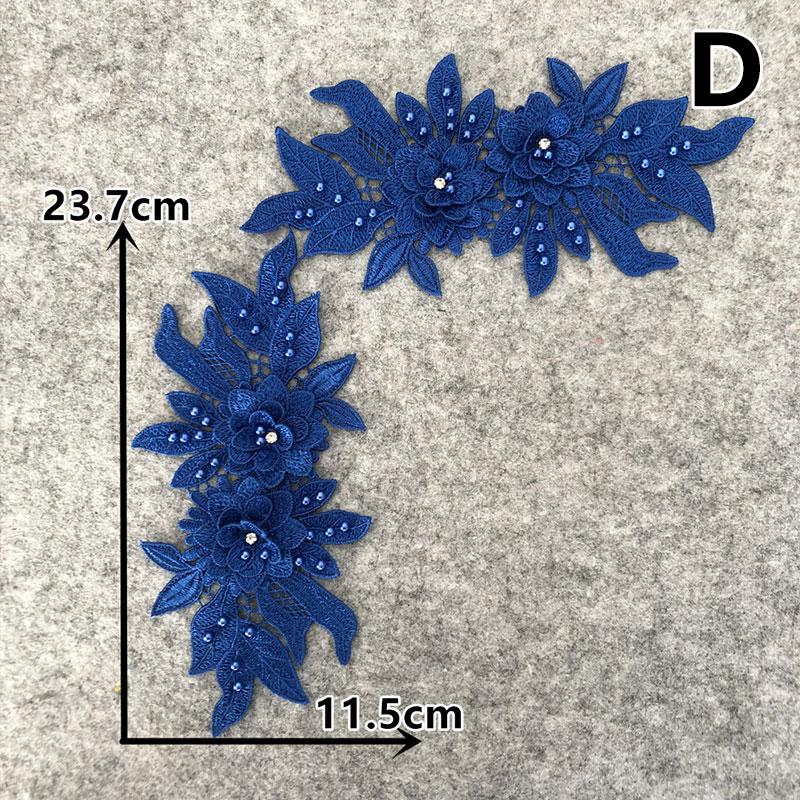1 Pair Wedding Bridal Sew On Hollow Flower Lace Trim DIY Patches Embroidery Applique 3D