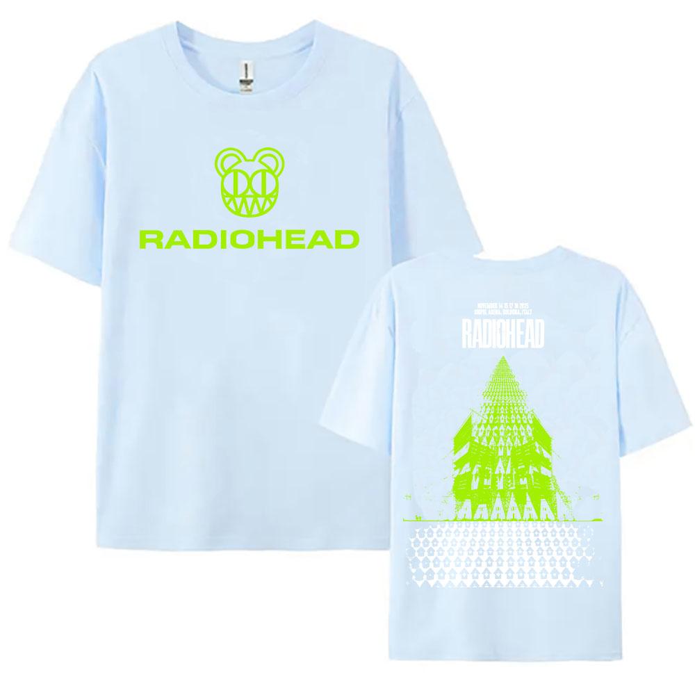 Футболки Rock Band Radiohead Tour 2025 Ноябрь Хлопок Мода Короткий Рукав Женская Футболка Повседневная Круглый Вырез Унисекс Уличная Одежда Футболки
