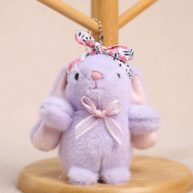 Plush Bunny Headband Bow Pendant Kids School Backpack Hanging Easter Ornament Cute Gift Accessory