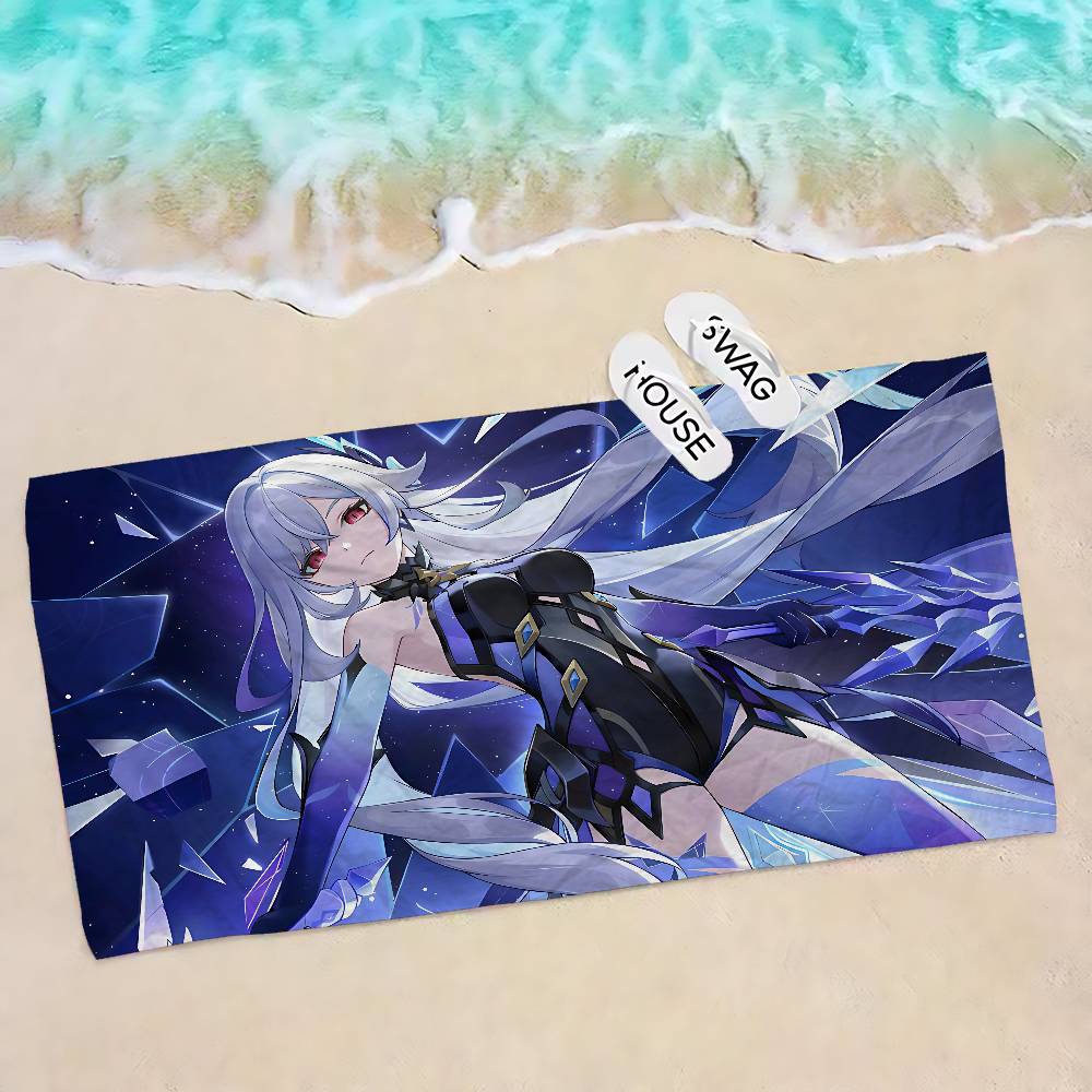 Genshin Impact Skirk Bath Towel Microfiber Soft Water Absorbing Breathable For Girl Kids Decorative Cartoon Beach Towel