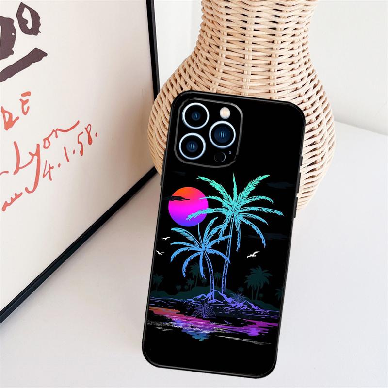 Чехол для телефона Retrowave Neon Palms Tree для iPhone 17 Pro Max 16 15 11 13 12 14 Pro Max mini 15 16 Plus 16e 17 Air