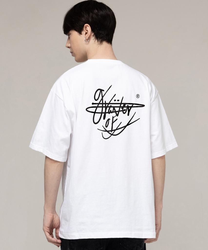 GRAVER [Unisex] Signed Black Lettering Back Logo Short Sleeve T-Shirt_White