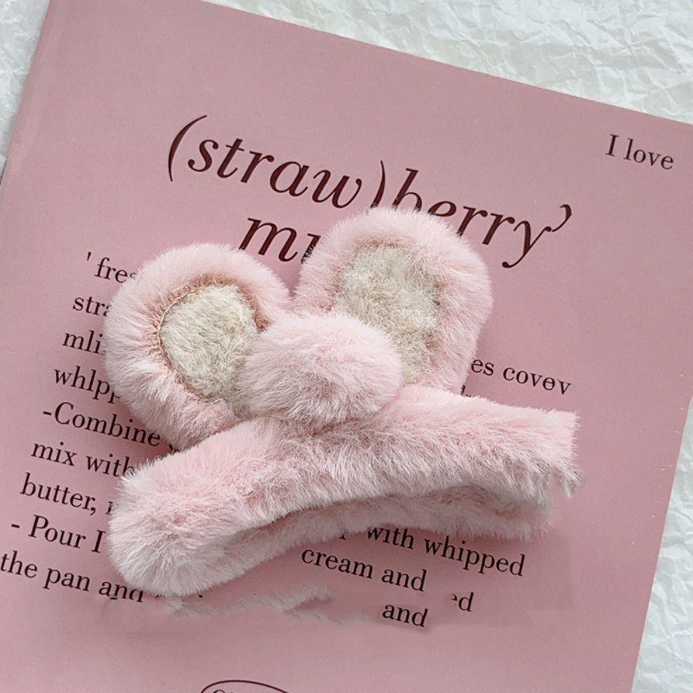 Fluffy Plush Claw Clip Korean Style Sweet Ponytail Clip Autumn Plush Hair Claw Girl
