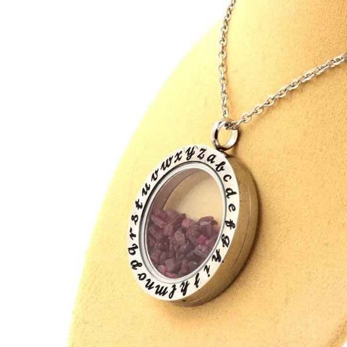 Stones and Minerals. Raw Ruby Necklace. Alphabet Model.