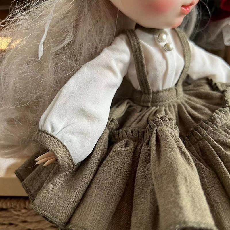 Платье-юбка для куклы ручной работы, берет, шляпа, кукольное ретро-платье, комплект одежды для куклы Blythes Ob22 Ob24, аксессуары для куклы Blyth