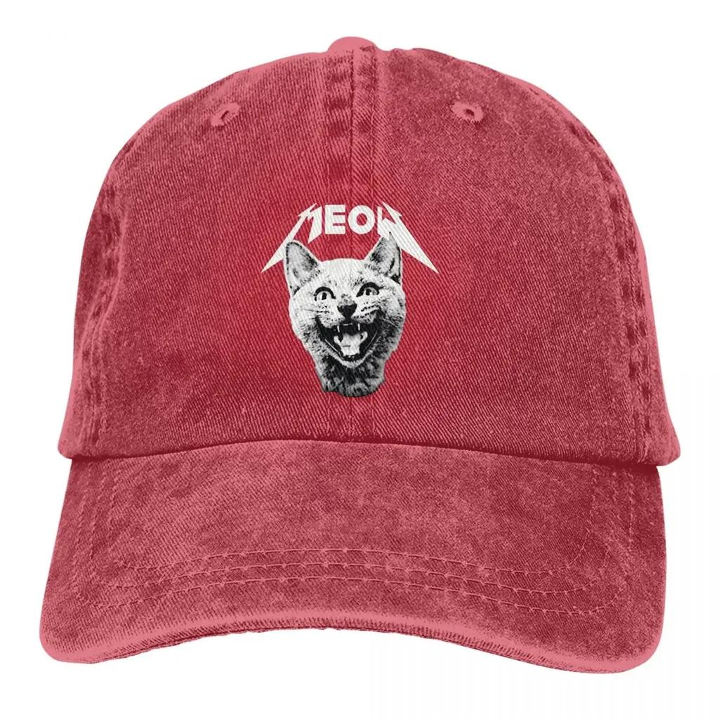 Стираная мужская бейсболка Meow Trucker Snapback Ковбойские кепки Dad Hat Heavy Mental Cat Meme Кепки для гольфа