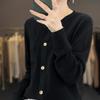 Стильный женский шерстяной вязаный кардиган-поло с длинным рукавом для осени/зимы