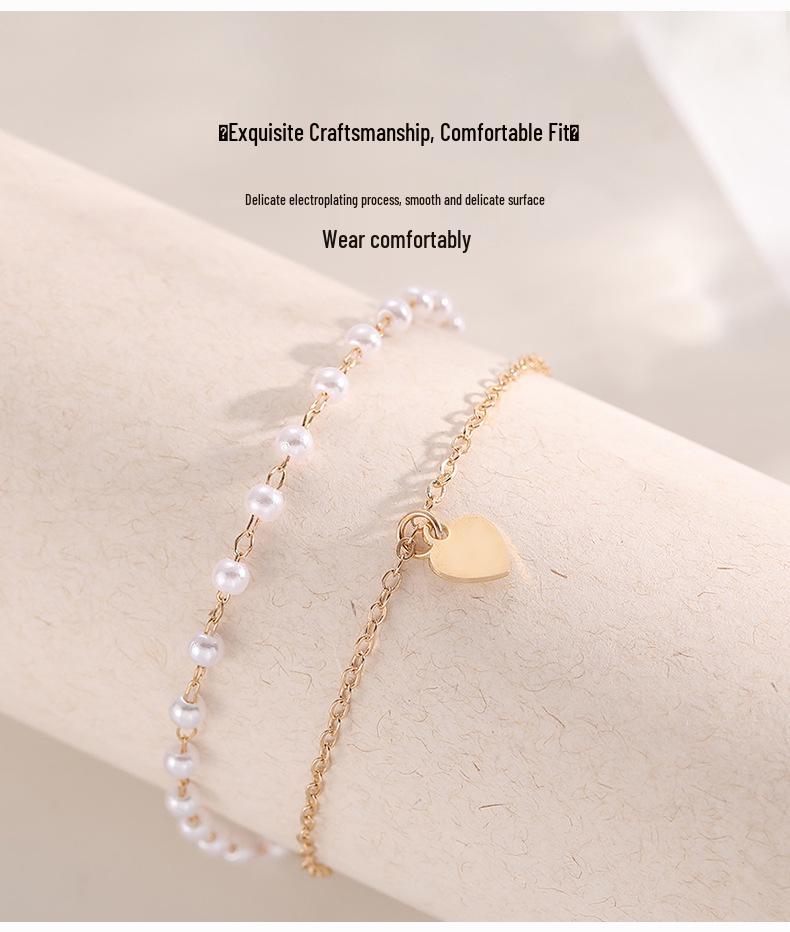Vintage Double-Layer Heart Pearl Bracelet - Chic & Unique Retro Pearl Jewelry