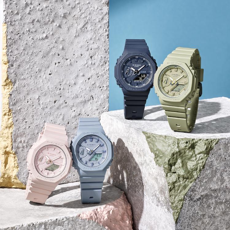 Casio G-Shock Фермерский дуб Восьмиугольные Двойной дисплей Кварцевый механизм Ремешок из смолы Часы Женские Синие GMA-S2100BA-2A2PR