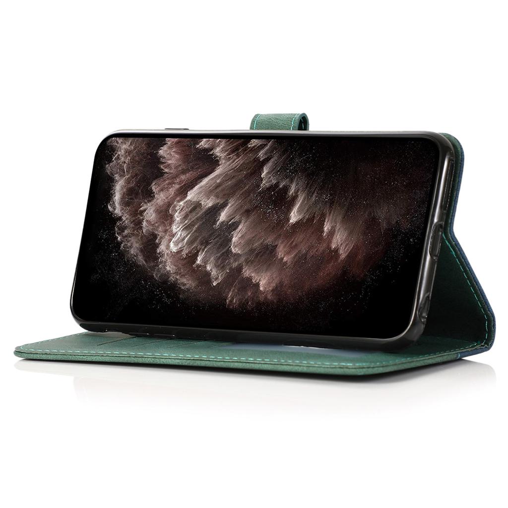 For iPhone 16 Case Stand Flip Leather Splicing Color Phone Cover