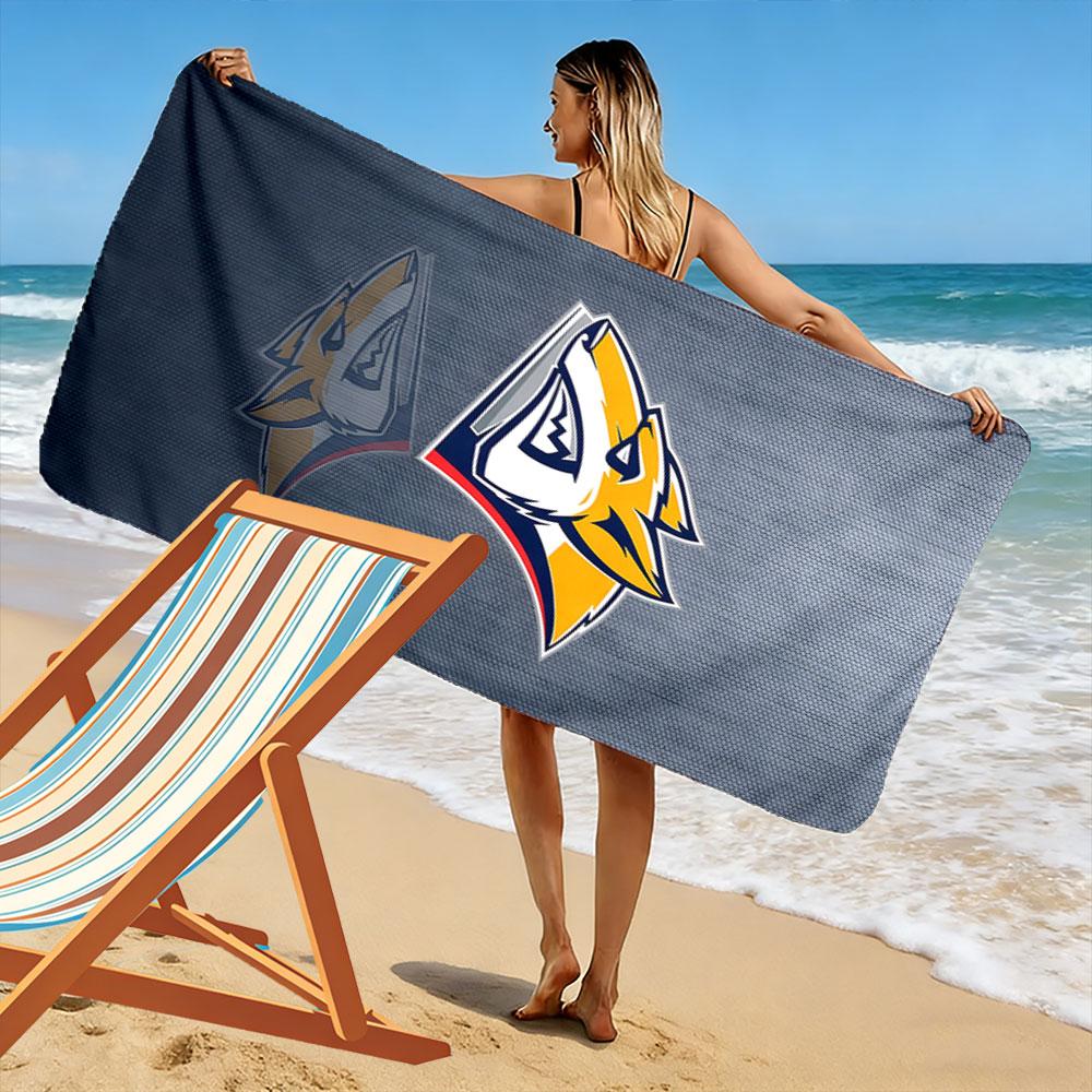 Fierce Fox Logo on Blue Background Patterned beach towel quick dry perfect for travel outdoor sports jogging the beach and swimming