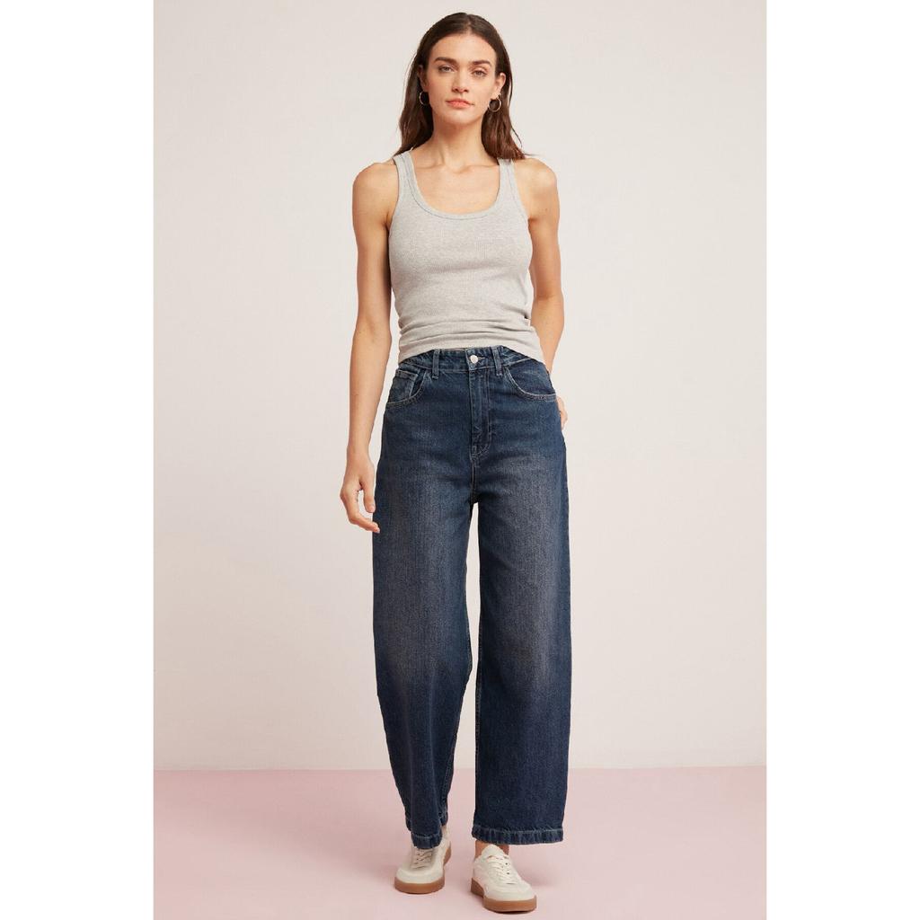 Lllesol Женская базовая белая майка в рубчик на толстых бретелях