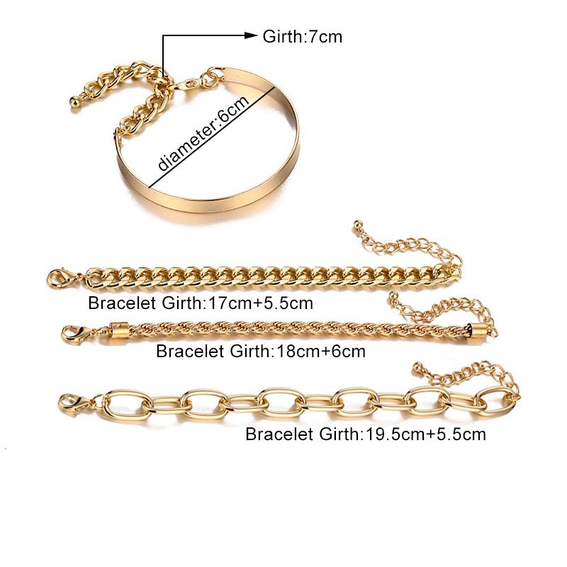 Бохо толстый золотой цвет браслеты-подвески модные украшения 4 шт. панк-снаряженная кубинская цепочка браслеты набор для женщин подарки