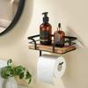 Rustic Farmhouse Toilet Paper Holder with Shelf Strong Load-bearing Tissue Rack Storage Wooden Shelf Bathroom Accessories