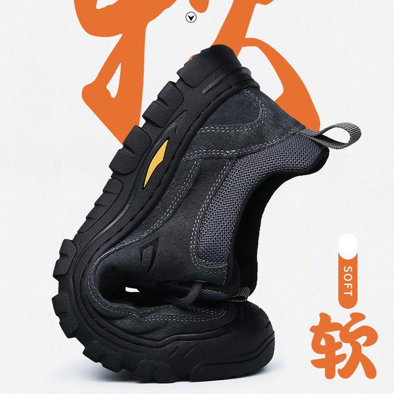 Men's shoes genuine leather autumn men's casual wear-resistant mountaineering shoes outdoor platform non-slip hiking shoes men