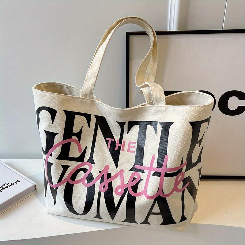 Женская сумка-тоут большой вместимости с надписью "Gentle Woman", модная наплечная сумка с застежкой-молнией, фиксированный ремень для повседневного использования, женская сумка